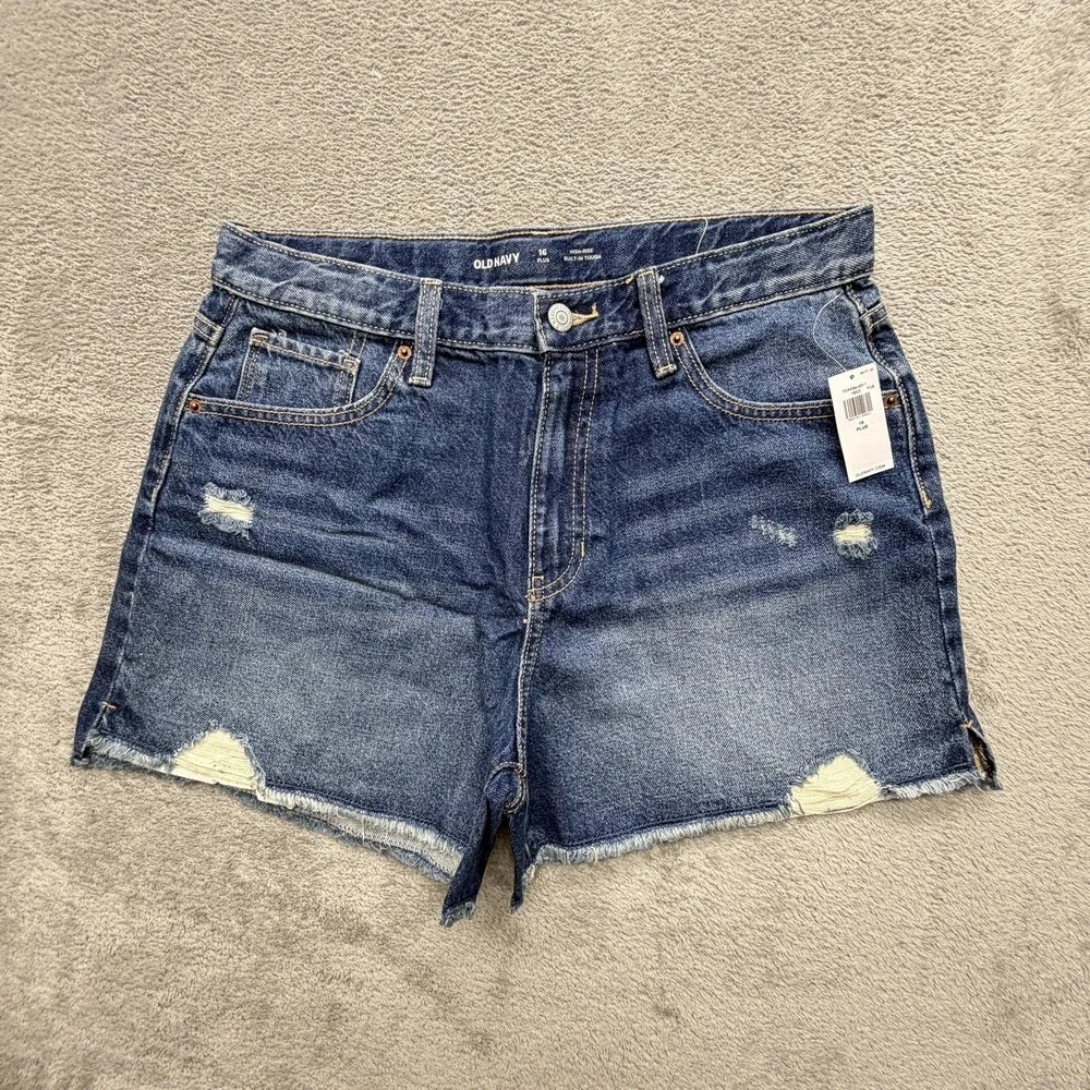 Old Navy Shorts Womens 16 Plus Blue Cut-Off Fringe‎ Pockets Casual